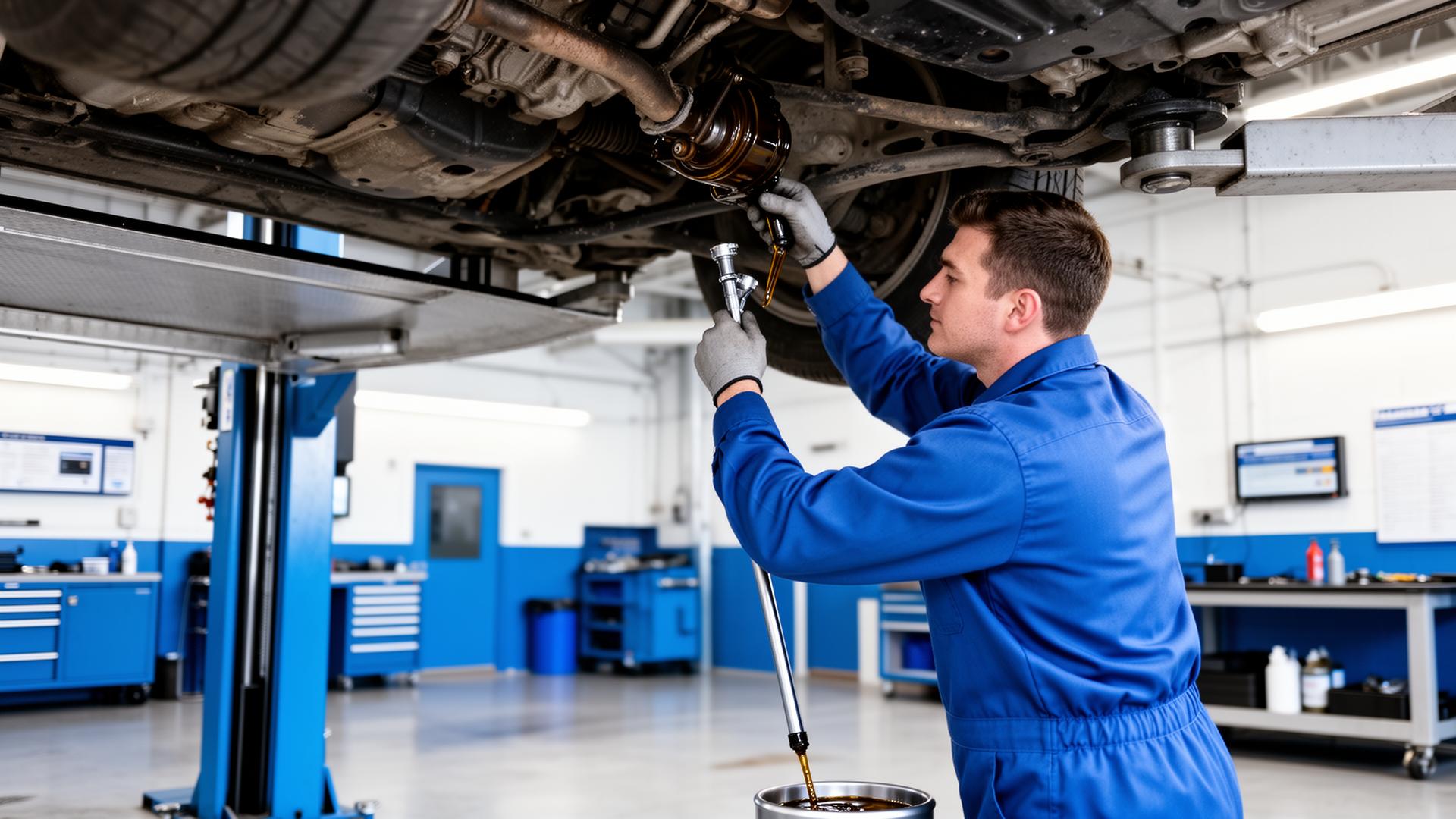 Certified technician performing a Mobil 1 oil change